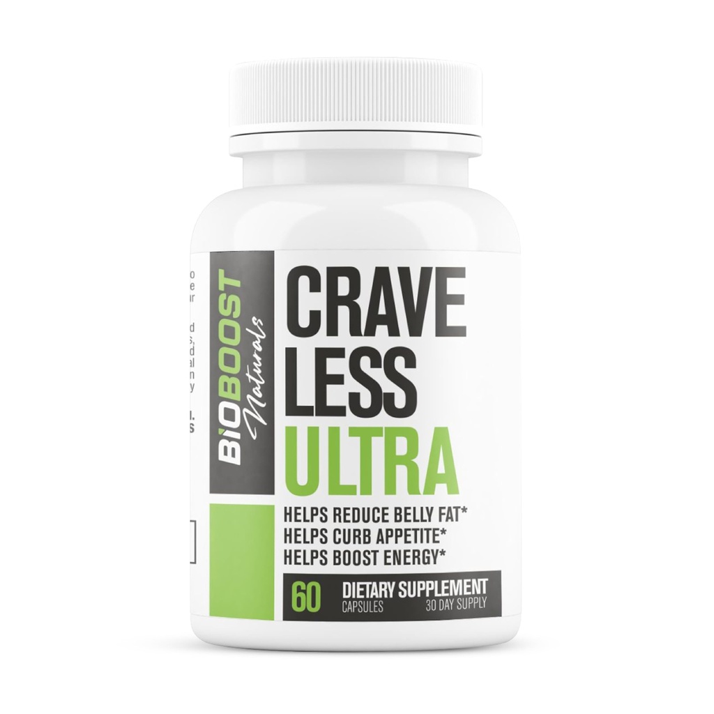 Crave Less Ultra - Supports GLP-1 Pathway Function - Weight Loss Pills/Appetite Suppressnt + Fat Burner for Women & Men | Increase Energy - 3rd Party Tested Formula - 60 Capsules for Adults