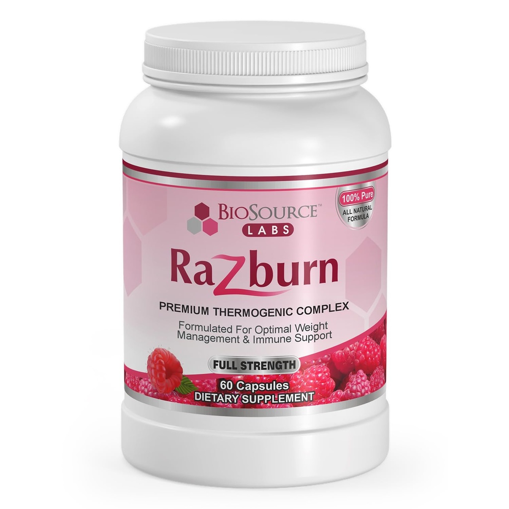 Razburn Weight Management Supplement, Green Tea Extract, Kofeina & Mieszanka botaniczna, Energy & Metabolic Support Pills dla mężczyzn i kobiet, 60 Kapsułki