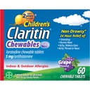 Dzieci Claritin Chewables 24 HR Dzieci leki alergiczne, Grape, 60 Hrabia