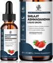 iMATCHME Shilajit kropla płynna z Ashwagandha dla ulepszonej energii i wsparcia immunologicznego, Shilajit dla mężczyzn energii Booster, Bez cukru, Strawberry Flavor, 2 Fl Oz