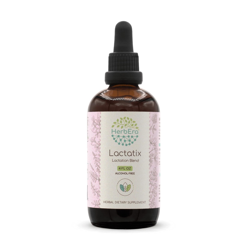 HerbEra Lactatix B120 Alcohol-Free Extract Tincture, Alfalfa Leaf, Moringa Leaf, Goat's Rue Herb, Fennel Seed, Fenugreek Seed. Lactation Blend 4 Fl Oz