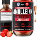 HERBIFY Mullein Drops - Lung Cleanse - Ekstrakt Leaf - Potężny Mullein do wsparcia immunologicznego, Detox & Wsparcie układu oddechowego - Made in USA - 4 Oz Strawberry Flavor