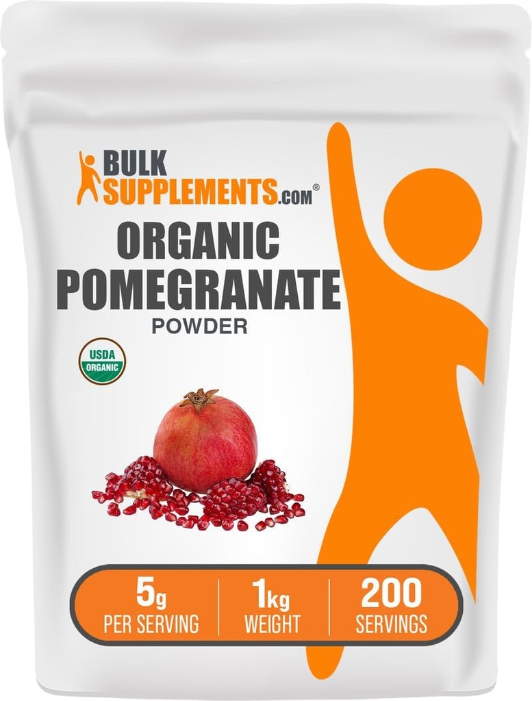BulkSupplements.com Organic Pomegranate Powder - Suplement do Pomegranatu do wsparcia immunologicznego, Suplement Ziołowy - Gluten Free, 5g per Serving, 1kg (2,2 kg) (Opakowanie po 1)