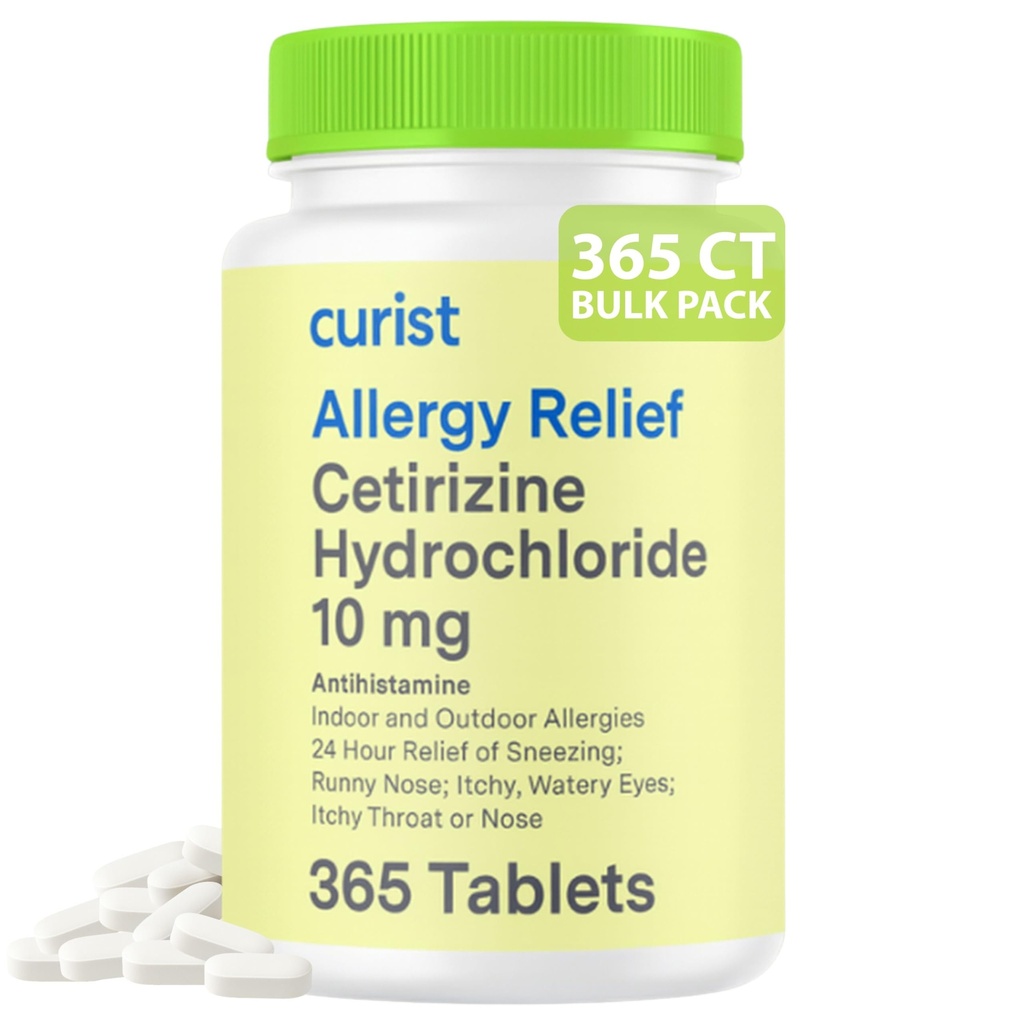 Curist Cetirizine 10 mg Tablet (365 Count) Antihistamine Allergy Relief