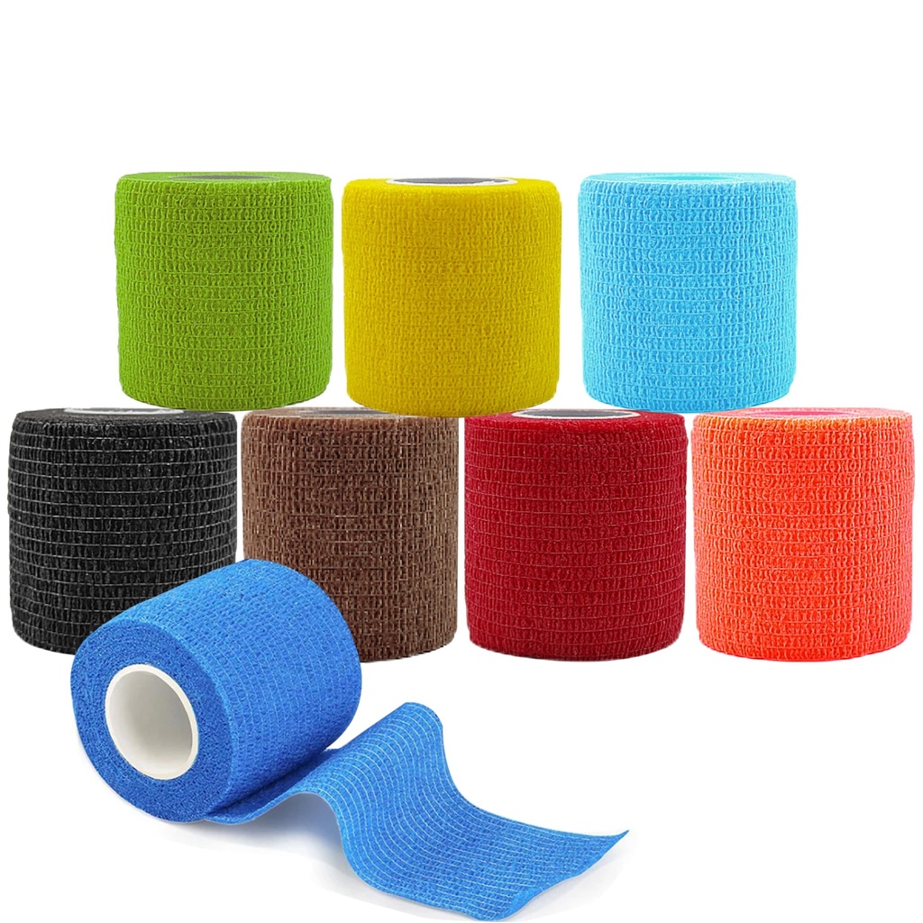 Self Adhesive Bandage Wrap 8 Pack 2" x 5 Yard Elastic Vet Wrap Cohesive Bandage Non Woven Breathable Bandage for Wrist Ankle Sprains Swelling(Rainbow)