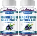 Magnezu Gummies Glucynian 1000mg z magnezem L- Threonian, Chelated Magnezu Potasu Suplement z VTD, B6, CoQ10, Wapń, Podpory pamięci, Spokój, Nastrój - 180 Gummies Blueberry