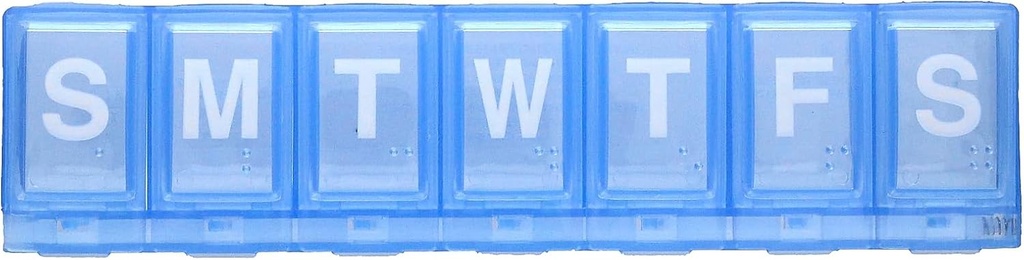 EZY DASE Weekly (7- Day) Pill Planner, Medicine Case, Witamina Organizer Box, Duże Blokowanie Komory do bezpiecznego leków na receptę i zapobiegania przypadkowe rozlewanie, Niebieski