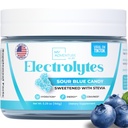 Zero Sugar - Sour Blue Candy Electrolytes Powder - Odświeżająca Nawodnienie - Bezkofeinowa Energia - Wszystkie naturalne składniki - Wegan, Keto & Paleo - Bezcukrowy Electrolyte Proszek Drink Mix - 30 Słupki