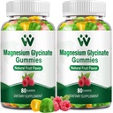 Glucynian magnezu Gumiaki 400 - Suplement magnezu do snu, Stres & Mięśnie Relief Spokój Magnezu żucia dla dorosłych i dzieci z witaminą D, B6 Fruit Flavor, Wegan, 2 opakowania
