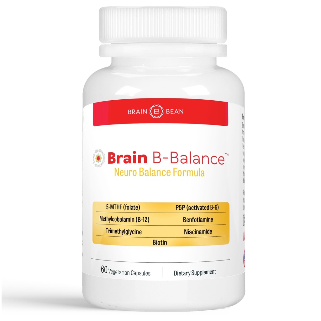 Balance Brain B: Methylled Multivitamine - Methylled B Complex Neurobalance Formula - Methylfolate Supports Mood. Umysł. Pamięć - 60 Kapsułek wegańskich