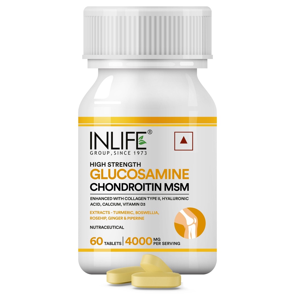 INLIFE Glucosamine Chondroitin MSM Collagen, Joint & Cartilage, 60 Tablets
