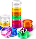 Sieral 7 Dni Stackable Pill Organizatorzy 7 Komory okrągłe Pill Pudełka Tower Witamina Indywidualne pojemniki do przechowywania Travel Cases z lidów na leki, Witaminy i suplementy (2 zestawy)