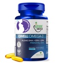 Wegańskie Witaminy prenatalne z DHA (60 Count) Omega-3 - Qwell Better Than Fish Oil, Funkcja mózgu - 820 Mg Algae DHA & EPA, Wegańskie Witaminy prenatalne z Witaminą E, Carrageenan- Free