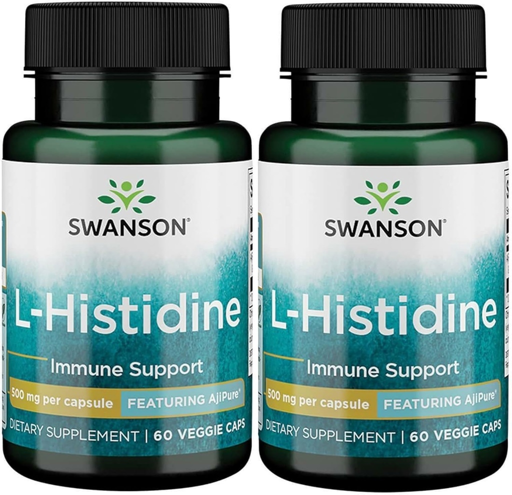 Swanson L- Histydyna - Ajipure 500 mg 60 Veg Caps (2 opakowania)