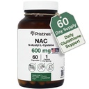 PRISTINE 'S N- Acetyl L- Cysteina (NAC) 600MG 60 Day Supply Supplement Capsules - Glutathione & Liver Detox Support - Pothent Antioksydant - Wegan, Gluten Free, Nie GMO Butelka szklana