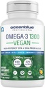 Oceanblue Professional Vegan Omega 3 1300- 60 Count - Plant Based Fish Oil Alternative, High Potency Vegan DHA EPA Algae Oil Supplement - Non-GMO, 30 Służenia