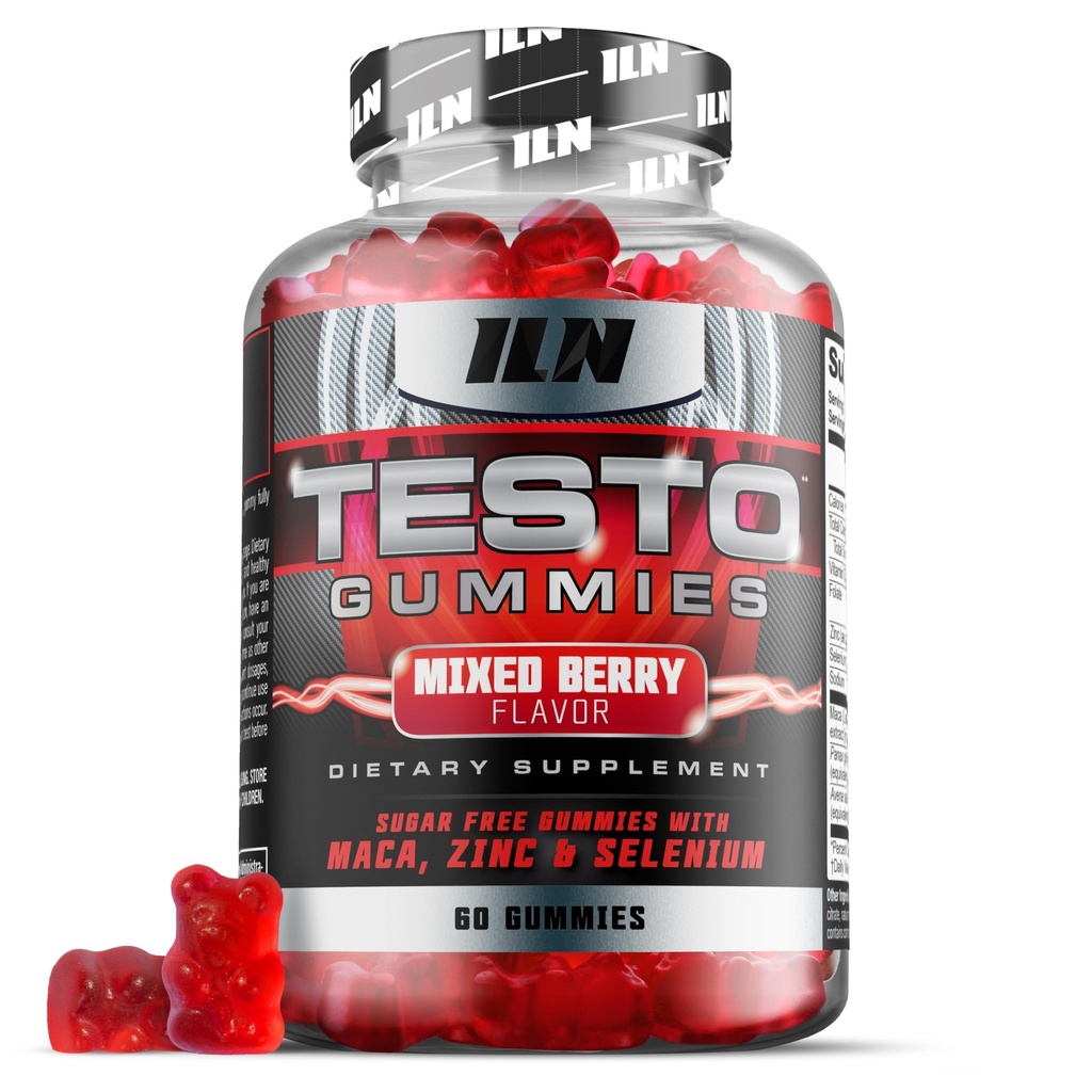 Żelazne Labs Nutrition Testo Gummies dla mężczyzn (60 Gummies) - Wysoka siła Booster dla mężczyzn - Mieszany aromat jagodowy - Cechy Maca, Ginseng, Cynk i Selenium - Cukier wolny i Wegan Odpowiedni