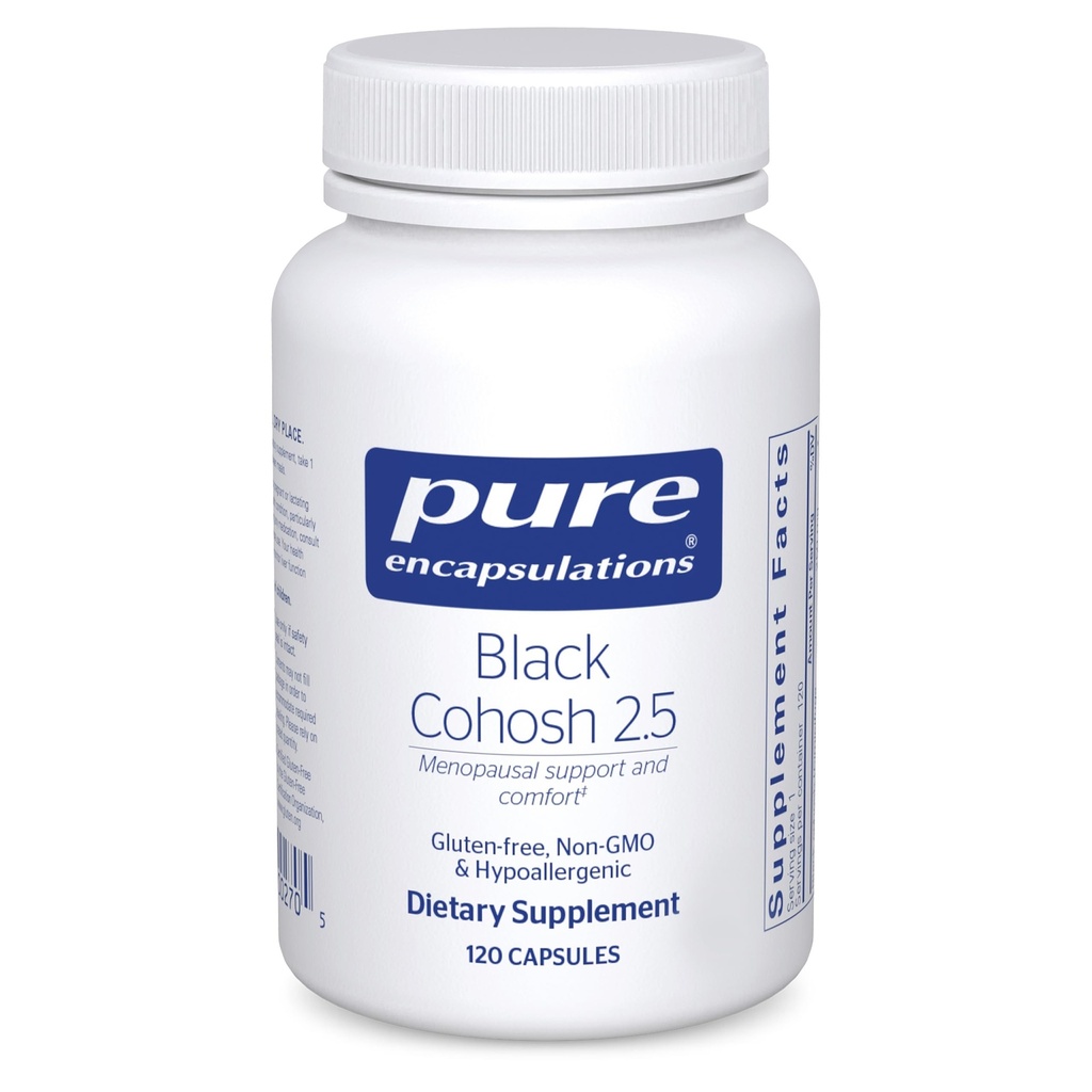 Pure Encapsulations Black Cohosh 2, 5 < 124; Hypoalergenic Supplement to offer support Podczas menopauzy * < 124; 120 Kapsułki