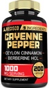 Kapsułki Cayenne Pepper z kurkumami kurkuminowymi, Berberine HCl, Ceylon Cynamon Bark & More - 200 Kapsułki - Support Trawienie Zdrowia, System immunologiczny i równowagi ciała