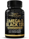 FREZZOR Omega 3 Black - Green Lipped Mussel Oil Kapsułki, Made in New Zealand, UAF1000 +, No Fishy Aftersmast, 120 Count (Pack of 1)