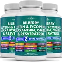Nowa wiekowa Zdrowie Eye Health Witaminy z Bilberry Lutein & Zeaksantyna Lycopene Resveratrol Grape Seed Extract Astaksantyna - Witamina Eye - 180 Count