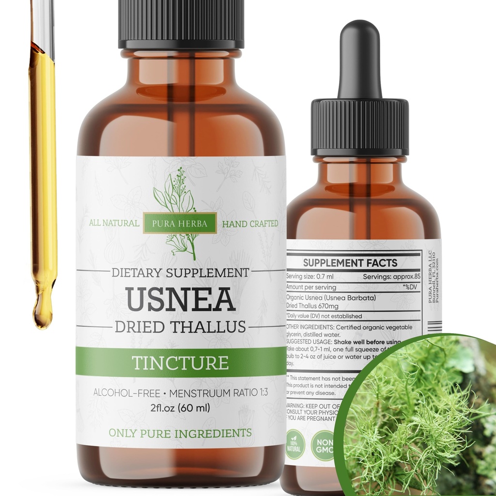 Organiczne krople płynne Usnea - Naturalne wsparcie immunologiczne i zdrowie oddechowe dla dorosłych - Wegan, Alkohol, Made in USA, 2 Fl Oz