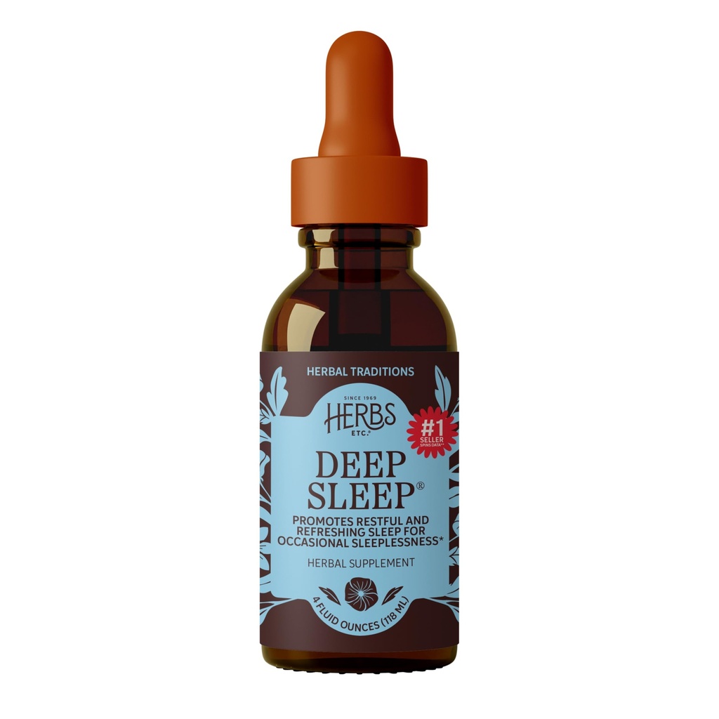 Herbs Etc. Deep Sleep Classic Liquid Extract - Herbal Supplement for Natural & Gentle Sleep Supplement - Restful Sleep Supplement with Passionflower, Rumomile & Lemon Balm - 4 fl oz (157 Servings)
