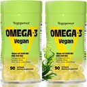 Vegan Omega-3 DHA Supplements - Premium Fish Oil Alternative from Algae Oil British 124; 90 Carrageenan Free Softgels British 124; Plant Based Algal DHA Essential Fatty Acids, Non-GMO (Algae, 90 Count (Pack of 2)))