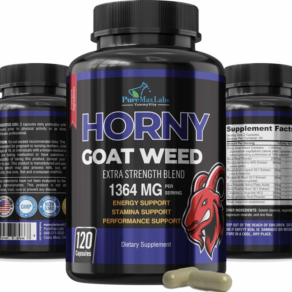 Napalona koza Weed Extra Siła -120 Kapsułki w. Maca, L- Arginina, Ginseng - Boost Desire, Wydajność, Stamina, Energia, Non-GMO Formuła, 120 Kapsułki