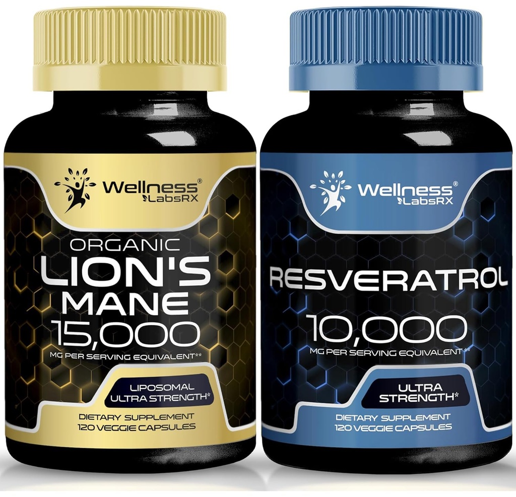 WELLNESS LABSRX Resveratrol kapsułki 10000 - Lions Mane Supplement kapsułki