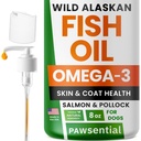 Omega 3 Fish Oil for Dogs & Cats - Made with Wild Alaskan Salmon Oil; Liquid Fish Oil Supplement for Animals with Omega 3 EPA + DHA Fatty Acids; Real Ingredients, Real Taste - Trusted by Vets!