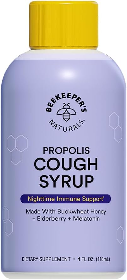 BEEKEPER 'S NATURALES B.Better Night Cough Syrop dla dorosłych - Ekstrakt Elderberry, Bee Propolis Extract, Miód gryki - Wsparcie immunologiczne, 4 oz