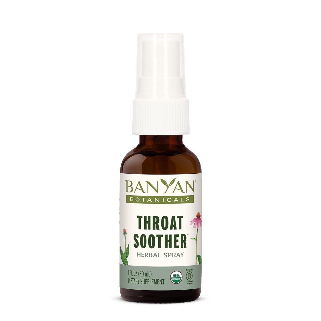 Banyan Botanicals Throat Soother Herbal Spray - Organic Herbal Throat Spray rozpylać z Echinacea Root dla Gardło Comfort i wsparcie immunologiczne * - 1 fl oz. - Non-GMO Sustainable Sourced Vegetarian