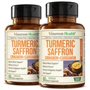 Saffron Supplements - 89mg Saffron Extract i 1000mg Tumeric Blend - Turmeric Supplement with Ceylon Cynamon and Cardamon for Mood, Memory & Eye Health - Joint Supplements for Women & Men - 2 Pack