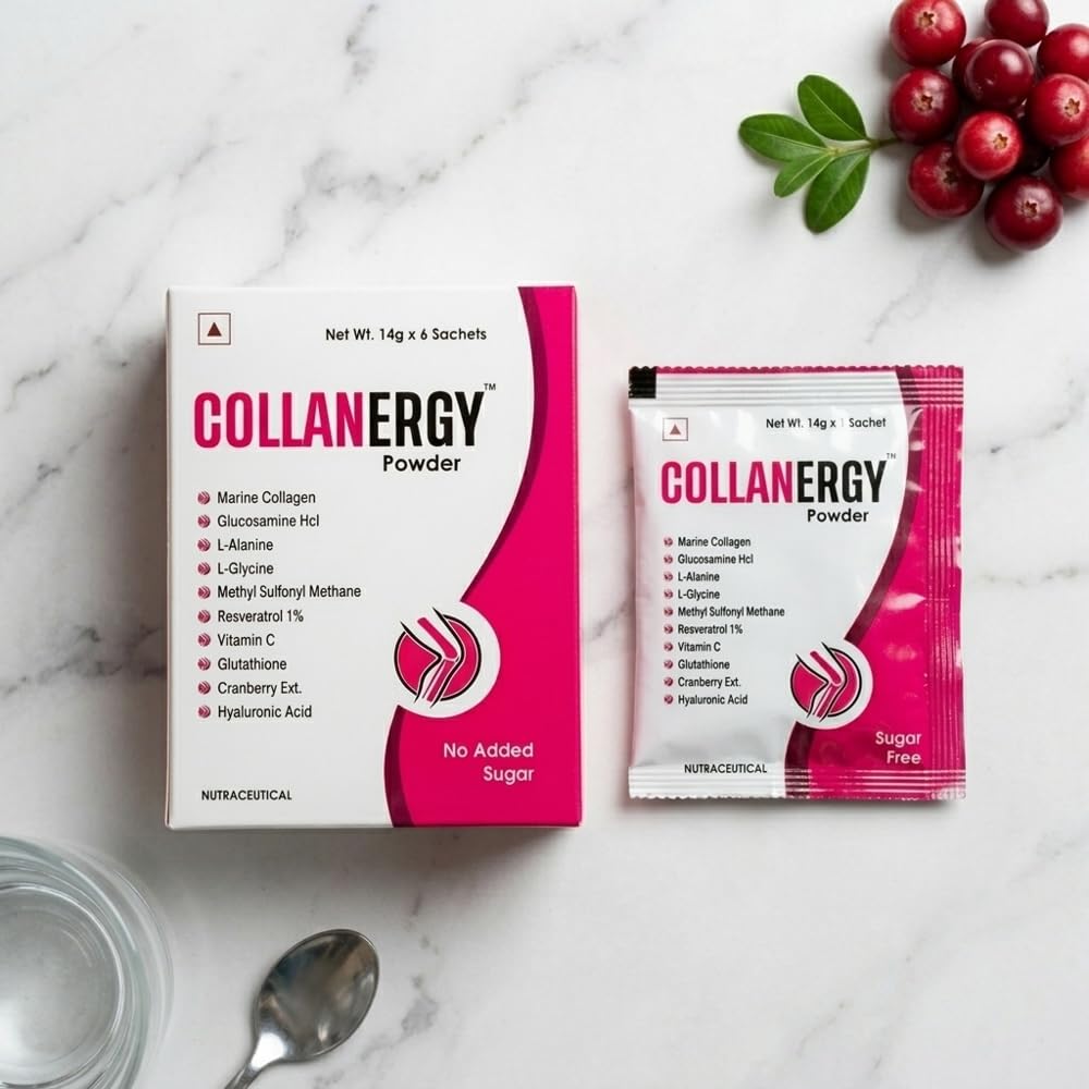 SHUBAN Collanergy® Joint Health Sachets | Marine Collagen 10g + Glucosamine HCl + MSM + Hyaluronic Acid | Knee Pain Relief, Cartilage Support, Flexibility & Mobility | Advanced 10-in-1 Formula