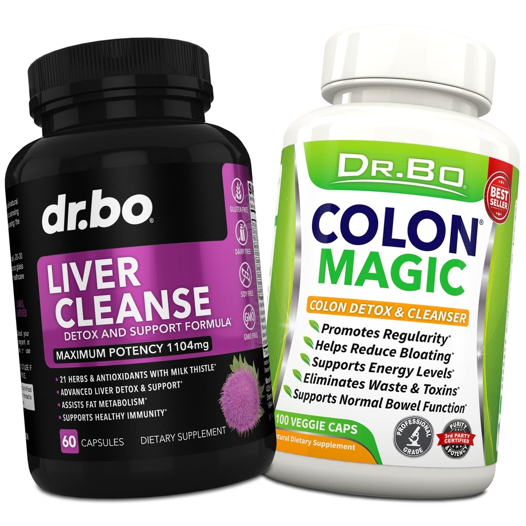 Wątroba & Colon Cleanse Detox Supplement - Natural Bojel Cleanser Pills for Instinal Bloating & Codzienne zaparcia Relief - Mleko Thistle Dandelion Czapki & Dodatek do pęcherzyka żółciowego