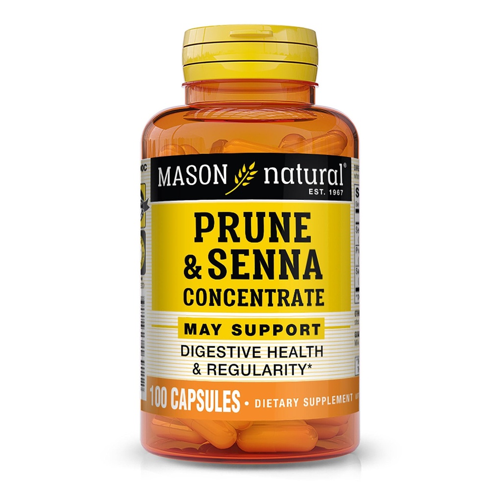 MASON NATURAL Prune Senna Koncentrat, Naturalne roślinne laksywanowe dla regularności i wspiera funkcje koszenila i digestive, 100 Kapsułki