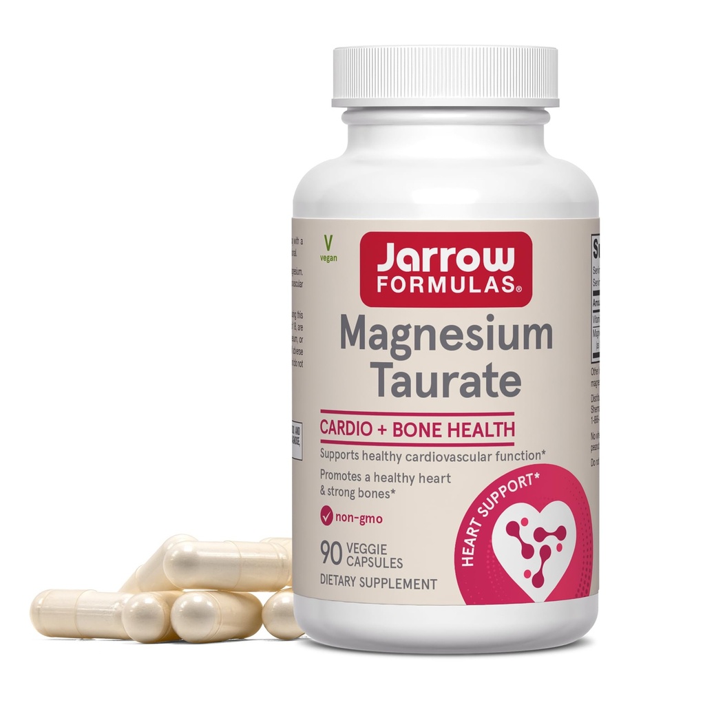 Jarrow Fixas Taurate magnezu, Suplement diety, Wspiera Cardio i zdrowia kości, 300 mg na służbę, 90 Kapsułki wegetariańskie, Aż do 30 Day Supply
