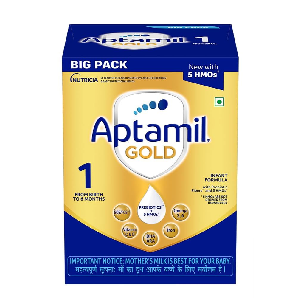 Aptamil Gold Infant Formula for Babies - Stage 1 (Upto 6 months) - with 5HMO and Prebiotics - 3x400g -Bag -in -Box