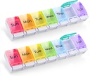 GOGOODA 2 Pack Cotygodniowy Pill Organizer Artretyzm Przyjazny, Podróże 7 dzień Pill Holder Witamina Container Organizator z Popup Open Design i Ample Space trzymać witaminy, Olej rybny i lekarstwa