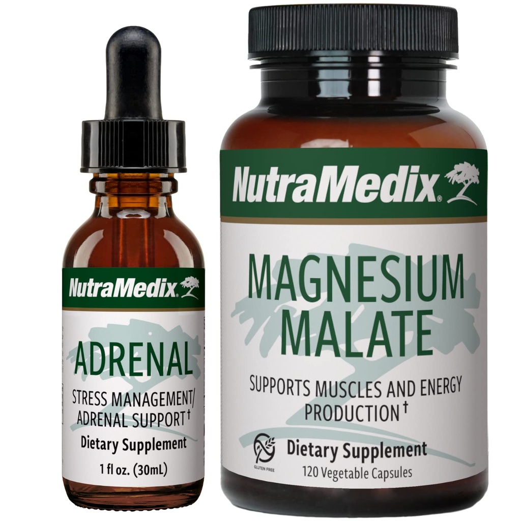 NutraMedix Energy Support Bundle - obejmuje adrenergiczne wsparcie energetyczne płynne krople i kapsułki z jabłkiem magnezowym dla energii i wsparcia atletycznego - Nie kofeiny - 2-kawałek suplement zestaw