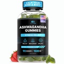 SKUTECZNOŚĆ NUTRA Ashwagandha Gummies 1500mg EX 124; Ulga stresowa, Wsparcie immunologiczne, Spokojny nastrój, Energia 124; Naturalny aromat jagodowy EX 124; 45- Day Supply EX 124; Wegan, Gluten- Free, Non-GMO EX 124; Suplement dla mężczyzn i kobiet (90ct)
