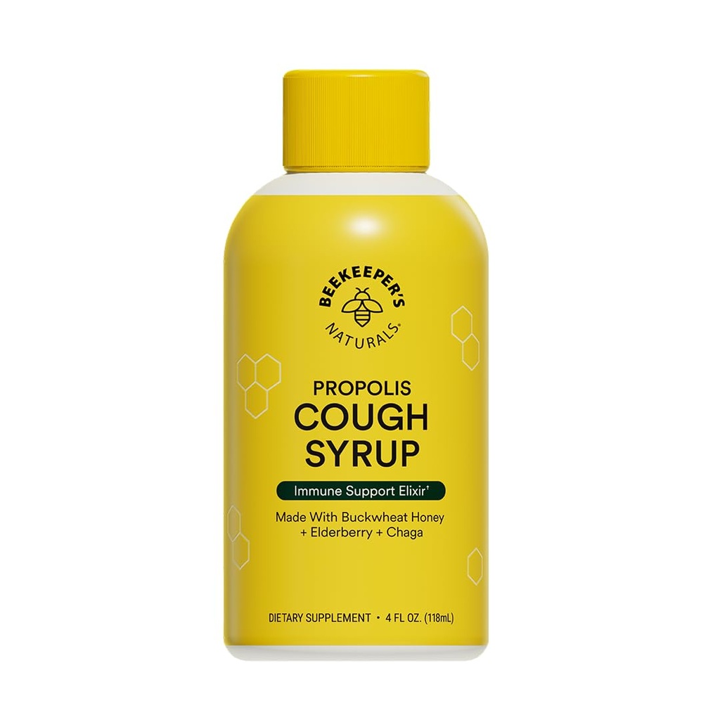 Pszczelarze 's Naturals Propolis Honey Cough Syrop Daytime dla dorosłych Elderberry, Bee Propolis, Buckphein Miód - Wsparcie immunologiczne i Gardło Kojąca, 4 oz