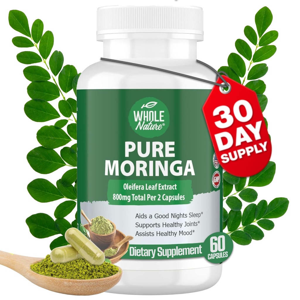 Moringa Kapsułki, 800mg Organic Moringa Oleifera Liść proszku Superfood Greens Pure Moringa Pigułki jest Wegan, Nie-GMO Zwiększenie energii i zachować zdrowe suplement