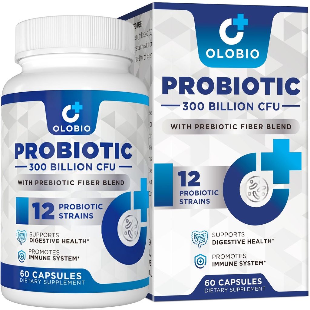 300 Miliard CFU Probiotyki, 12 Szczepów z 3 Prebiotyki Organiczne, Probiotyki dla kobiet i mężczyzn, Codzienne suplement do pokarmu, immunologiczne, Gut & Bloating Health, półki stabilne, Wegan, 60 Liczby