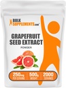 BulkSupplements.com Grejpfrut Seed Extract Powder - Grejpfrut Seed Supplements, Antioksydant Source - Herbal Supplement, Gluten Free, 250mg per Serving, 500g (1,1 lbs) (Opakowanie po 1)