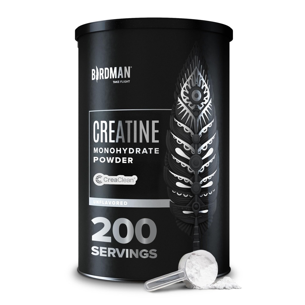 BIRDMAN Mikronizowany Proszek jednowodny Kreatyny, Odzysk mięśni, Kofeina wolna, Creature pre Workout, Wegan, Post Workout, Gluten wolny, Cukier wolny 124; 200 Służenie (5 Grams Each) 124; 2.2lb.