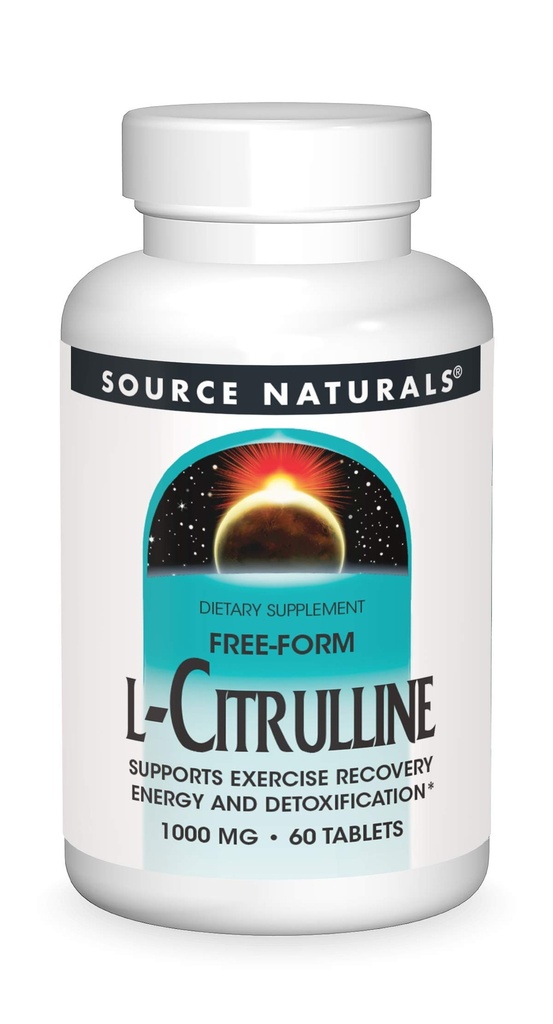 Źródło Naturals L- Citrulline - Wsparcie Odzyskiwania Ćwiczeń, Energii i Detoksykacji *, 1000 mg - 60 tabletek