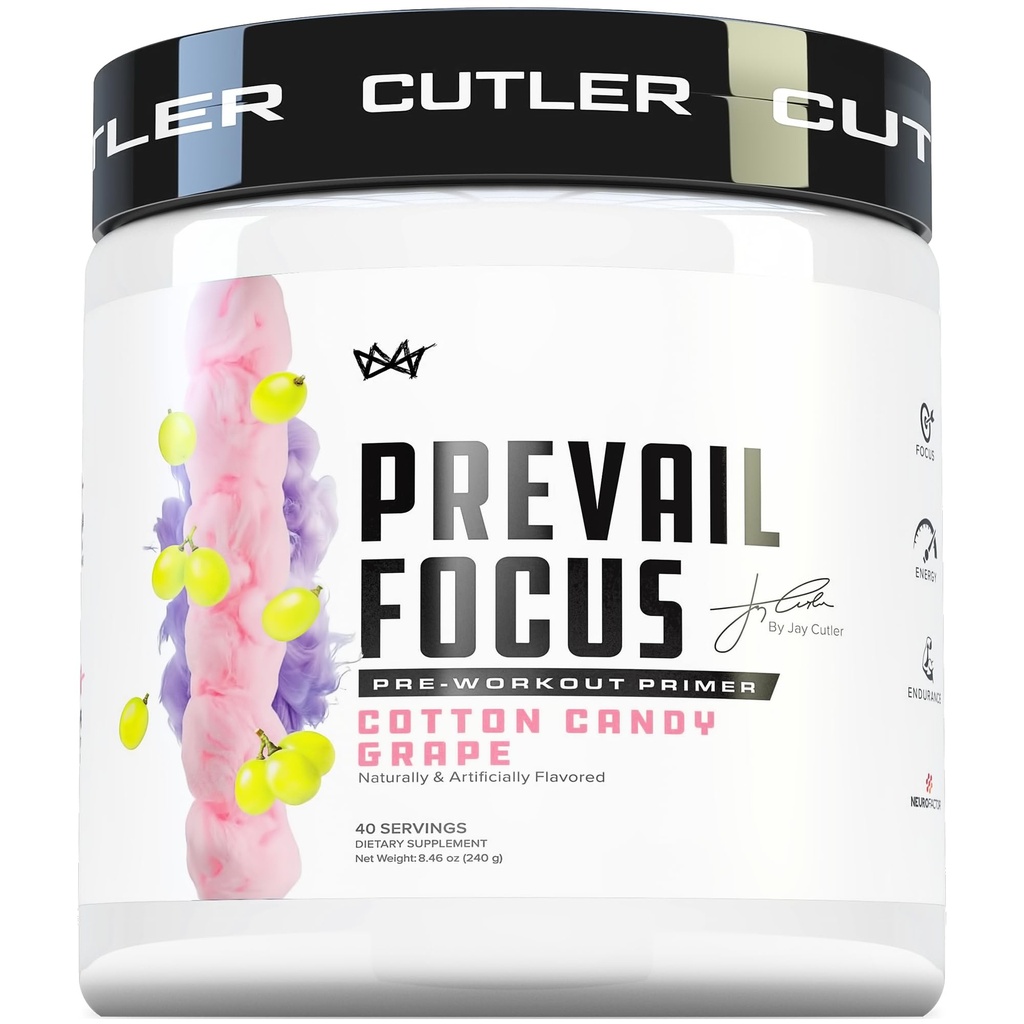 Prevail Pre Workout Powder with Nootropics: Prevate Workout for Men and Women, Cutting Edge Energy and Focus Supplement with L Citrulline, Alpha GPC, L Tyrosine Between 124; Cotton Candy Grape, 40 Scoops