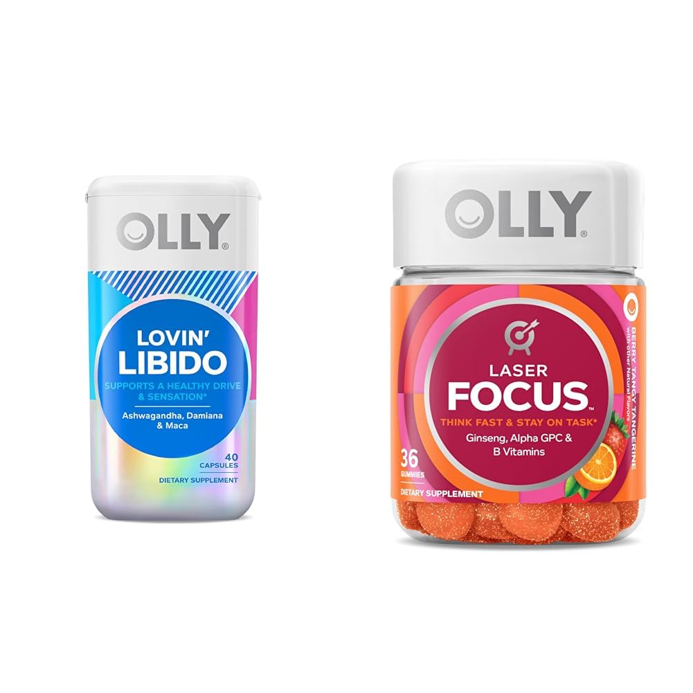 OLLY Lovin Libido Kapsułki dla kobiet, Laser Focus Gummies z Ginseng, 36 Hrabia